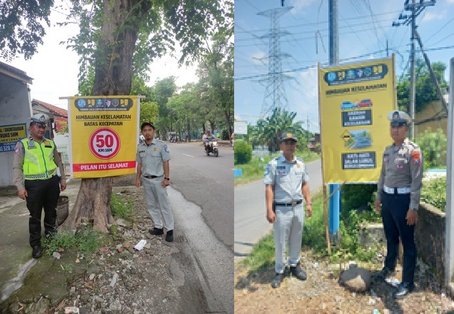 Jasa Raharja dan Satlantas Polres Nganjuk Pasang Spanduk di Titik Rawan Kecelakaan Jasa Raharja dan Satlantas Polres Nganjuk Pasang Spanduk di Titik Rawan Kecelakaan
