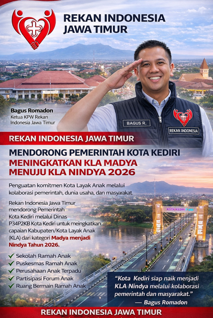 REKAN INDONESIA JAWA TIMUR DORONG PEMKOT KEDIRI TINGKATKAN STATUS KLA MADYA MENUJU KLA NINDYA 2026