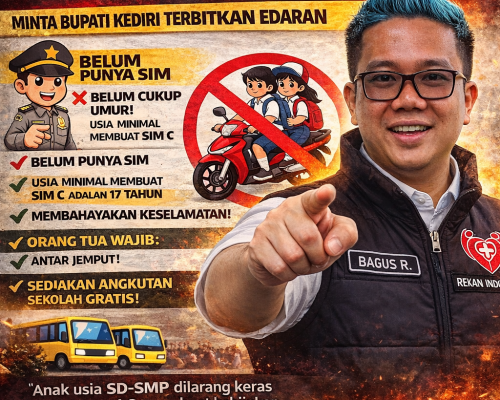 REKAN INDONESIA DESAK BUPATI KEDIRI TERBITKAN EDARAN LARANGAN SISWA SD–SMP MENGENDARAI SEPEDA MOTOR