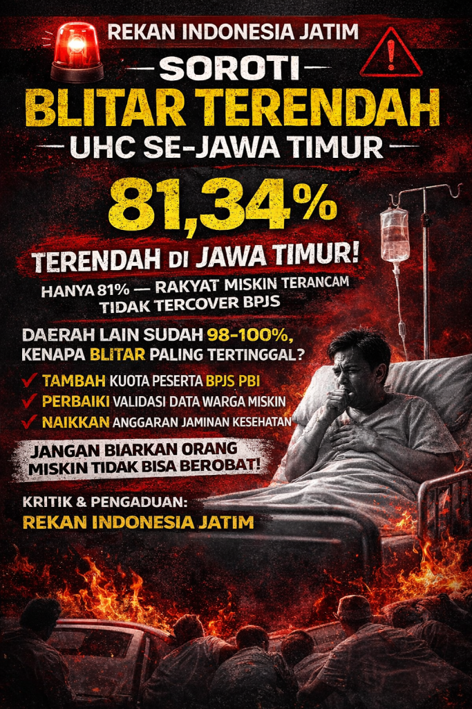 REKAN INDONESIA JAWA TIMUR SOROTI CAPAIAN UHC KABUPATEN BLITAR TERENDAH SE-JAWA TIMUR