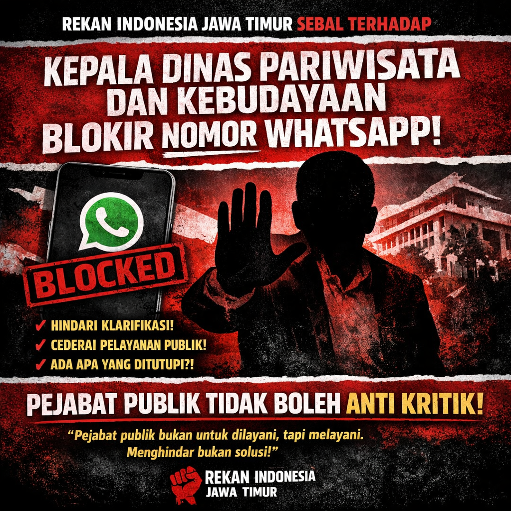 REKAN INDONESIA JAWA TIMUR SESALKAN SIKAP KEPALA DINAS PARIWISATA DAN KEBUDAYAAN