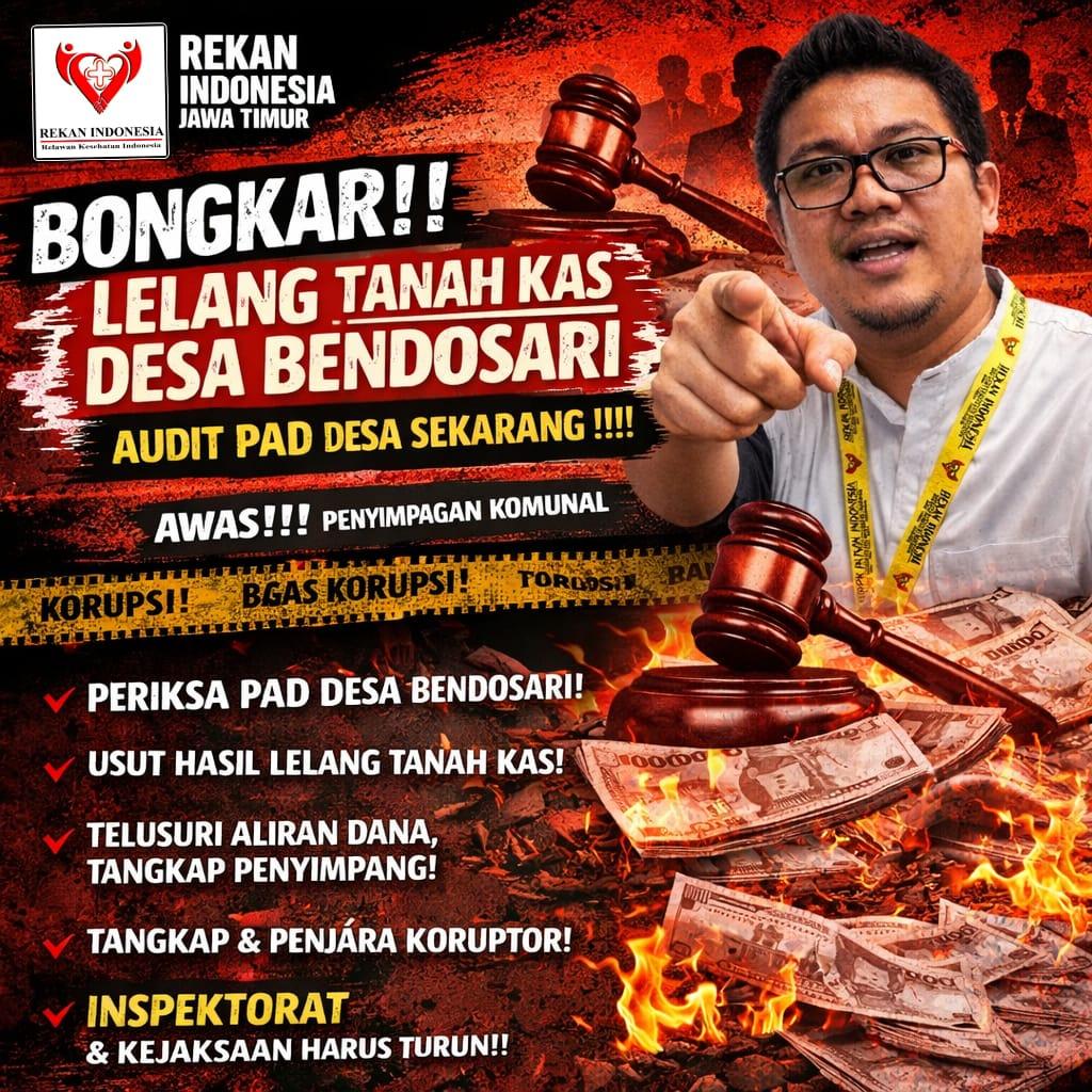 REKAN INDONESIA JAWA TIMUR SOROTI LELANG TANAH KAS DESA BENDOSARI, MINTA AUDIT PAD