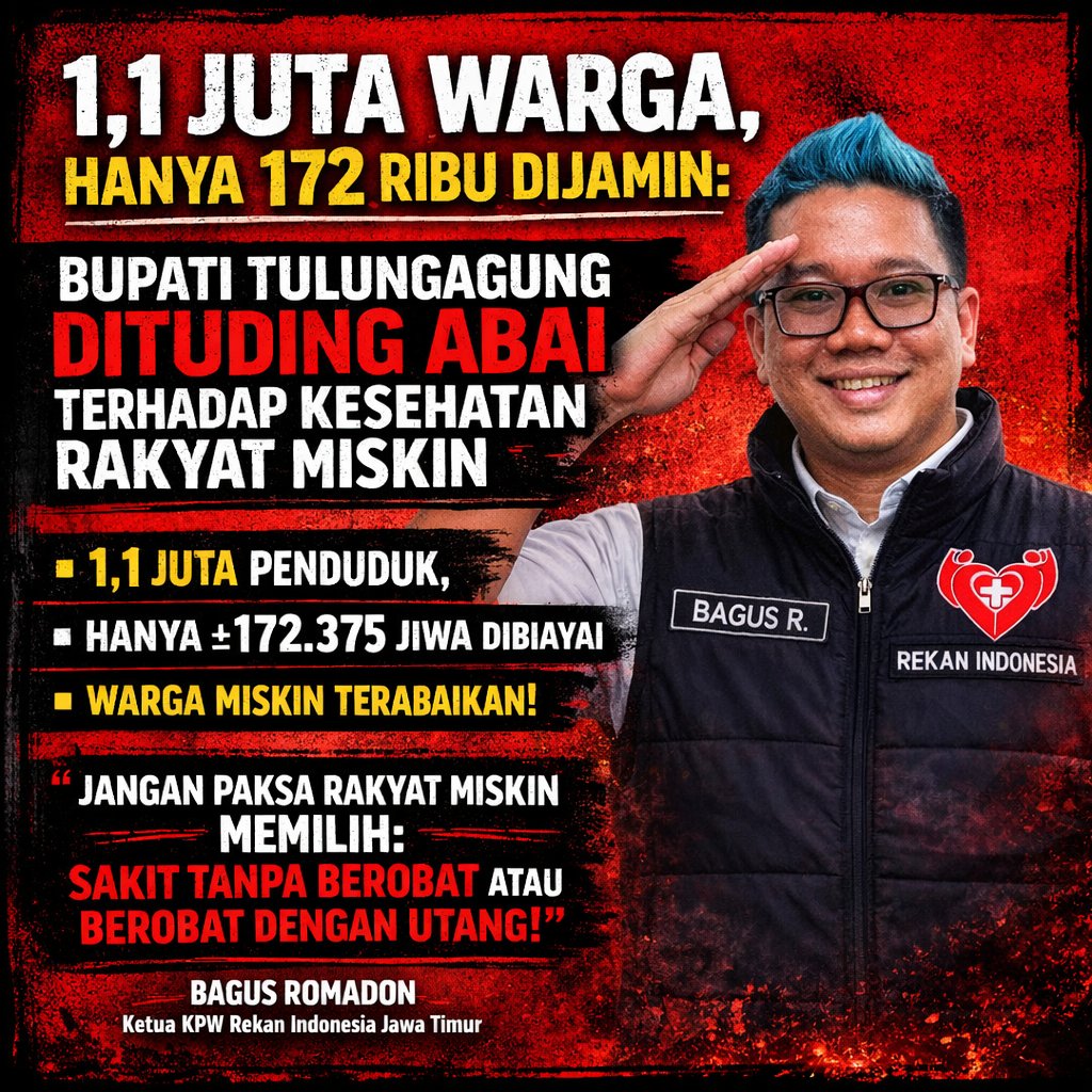 1,1 Juta Warga, Hanya 172 Ribu Dijamin: Bupati Tulungagung Dituding Abai terhadap Kesehatan Rakyat Miskin