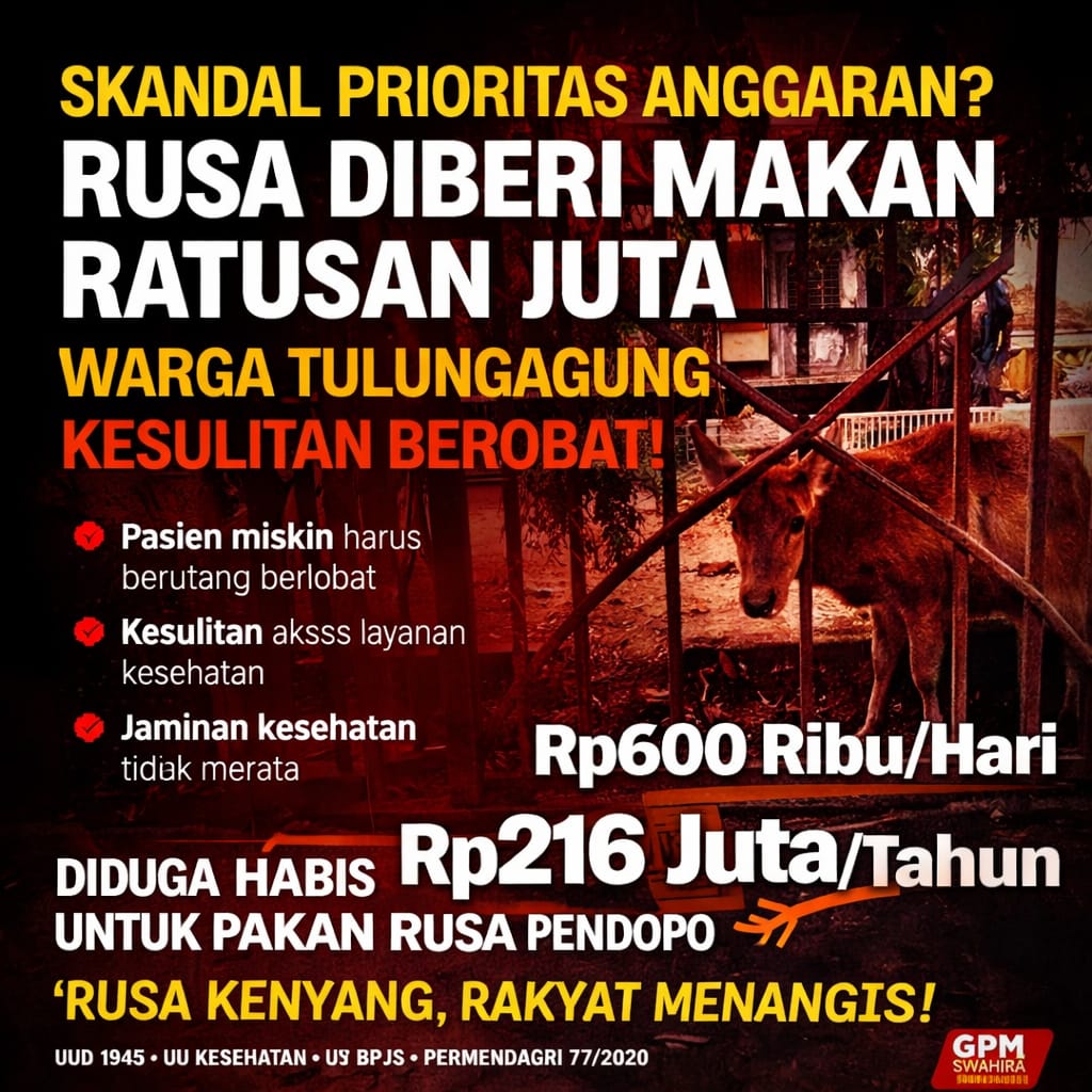 Skandal Anggaran Tulungagung Rp216 Juta untuk Pakan Rusa, Warga Miskin Kesulitan Berobat