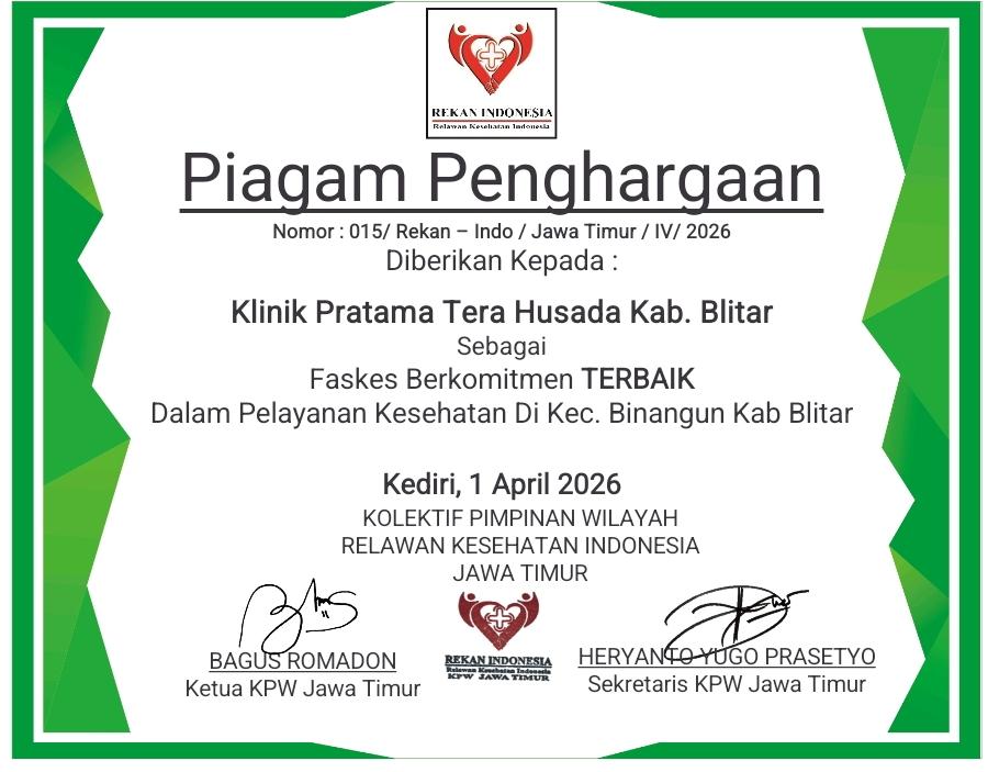 REKAN INDONESIA JAWA TIMUR BERIKAN PENGHARGAAN UNTUK KLINIK TERA HUSADA BLITAR