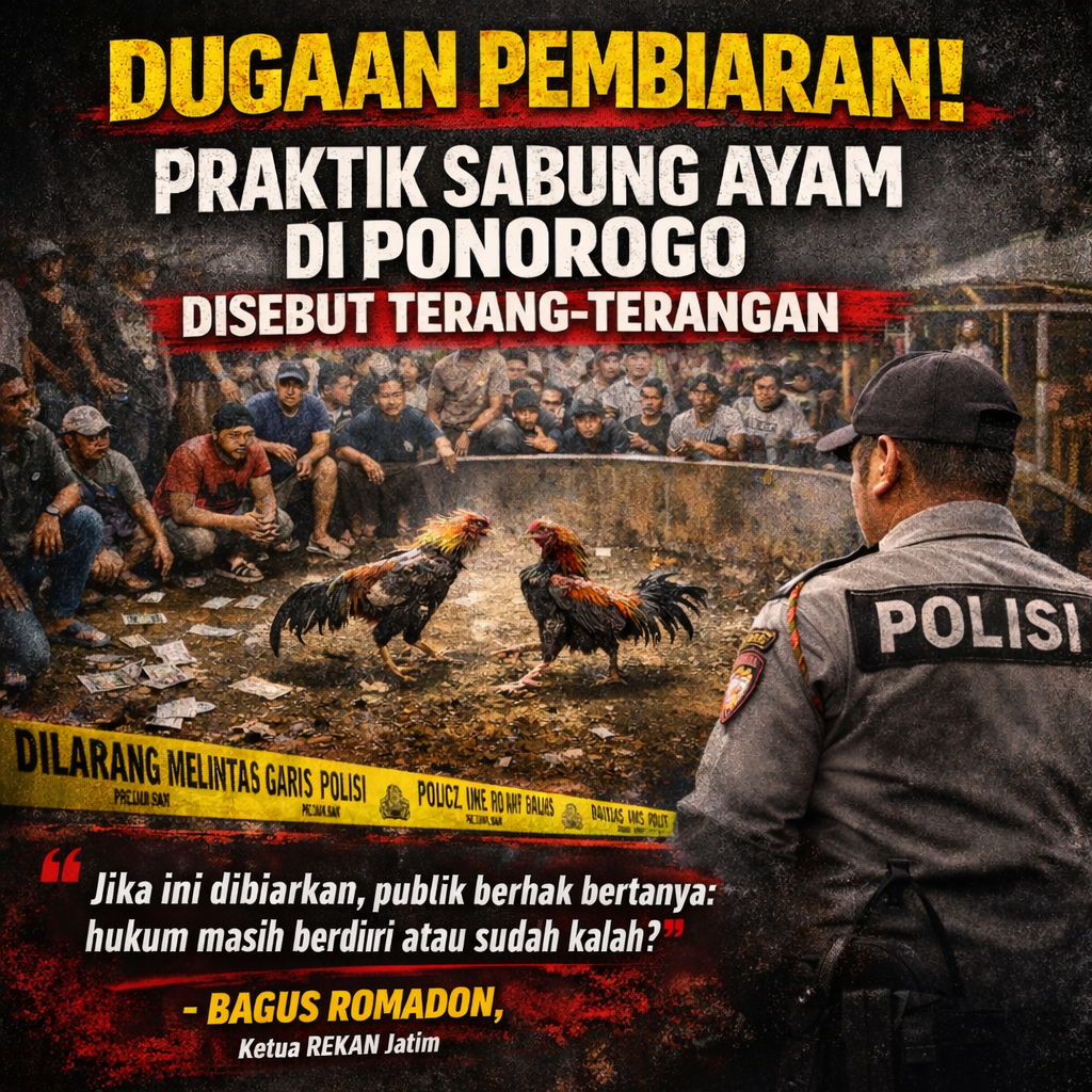 DUGAAN PEMBIARAN! PRAKTIK SABUNG AYAM DI PONOROGO DISEBUT TERANG-TERANGAN DUGAAN PEMBIARAN! PRAKTIK SABUNG AYAM DI PONOROGO DISEBUT TERANG-TERANGAN