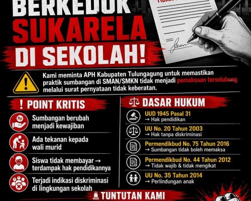 DPC 212 RAKYAT MAKMUR SEJAHTERA KABUPATEN TULUNGAGUNG USUT PRAKTIK SUMBANGAN BERKEDOK SUKARELA DI SEKOLAH