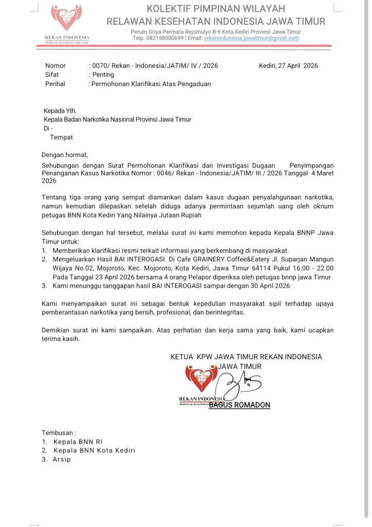 BNNP Jatim Didesak Klarifikasi: Dugaan Pungli di Balik Pelepasan Terduga Kasus Narkoba Kediri