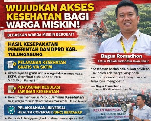 REKAN Indonesia Jatim Desak Pemkab dan DPRD Tulungagung Realisasikan Layanan Kesehatan Gratis bagi Warga Miskin