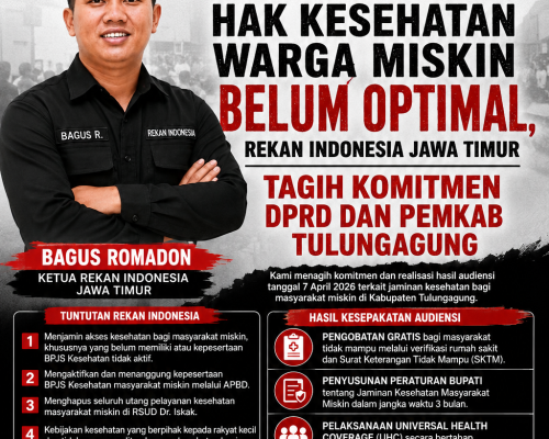 **Hak Kesehatan Warga Miskin Belum Optimal, REKAN Indonesia Jawa Timur Tagih Komitmen DPRD dan Pemkab Tulungagung