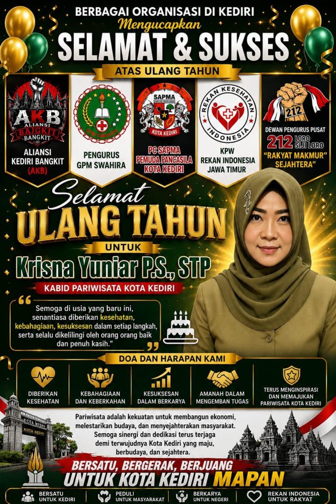 BERBAGAI ORGANISASI DI KEDIRI SAMPAIKAN UCAPAN SELAMAT ULANG TAHUN KEPADA IBU KRISNA YUNIAR P.S., STP