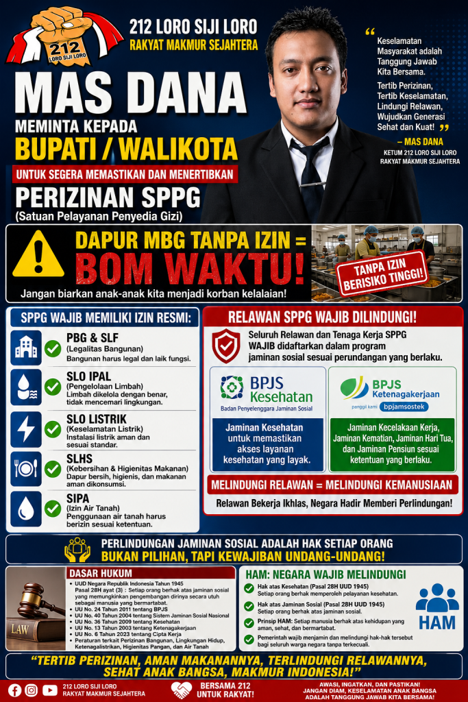 Mas Dana: Bupati/Wali Kota Harus Pastikan Seluruh SPPG Berizin dan Seluruh Relawan Terlindungi BPJS Mas Dana: Bupati/Wali Kota Harus Pastikan Seluruh SPPG Berizin dan Seluruh Relawan Terlindungi BPJS
