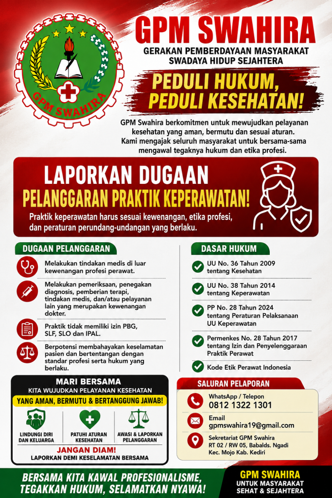 GPM SWAHIRA LAPORKAN DUGAAN PELANGGARAN PRAKTIK KEPERAWATAN KE KAPOLDA JAWA TIMUR