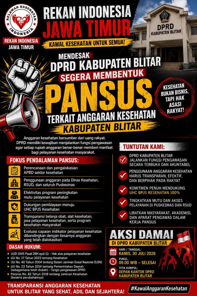 REKAN INDONESIA JAWA TIMUR MENDESAK DPRD KABUPATEN BLITAR MEMBENTUK PANSUS TERKAIT ANGGARAN KESEHATAN KABUPATEN BLITAR REKAN INDONESIA JAWA TIMUR MENDESAK DPRD KABUPATEN BLITAR MEMBENTUK PANSUS TERKAIT ANGGARAN KESEHATAN KABUPATEN BLITAR