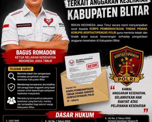 REKAN INDONESIA JAWA TIMUR RESMI SURATI KORTASTIPIDKOR POLRI TERKAIT ANGGARAN KESEHATAN KABUPATEN BLITAR