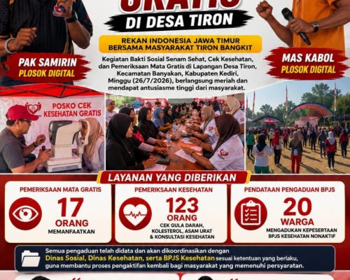 Pak Samirin dan Mas Kabol Channel YouTube Plosok Digital Hadiri Bakti Sosial Cek Kesehatan Gratis di Desa Tiron Banyakan Kab Kediri