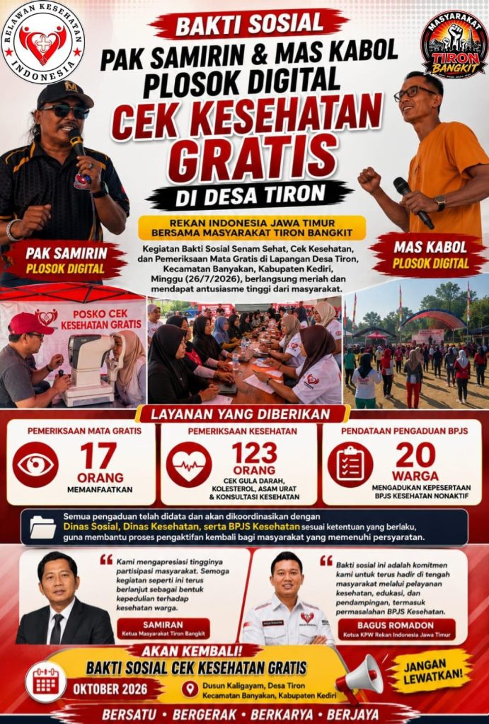 Pak Samirin dan Mas Kabol Channel YouTube Plosok Digital Hadiri Bakti Sosial Cek Kesehatan Gratis di Desa Tiron Banyakan Kab Kediri Pak Samirin dan Mas Kabol Channel YouTube Plosok Digital Hadiri Bakti Sosial Cek Kesehatan Gratis di Desa Tiron Banyakan Kab Kediri