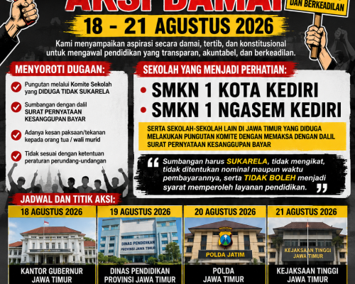 Aliansi Kediri Bangkit Rencanakan Aksi Damai 18–21 Agustus, Soroti Dugaan Pungutan Komite Sekolah