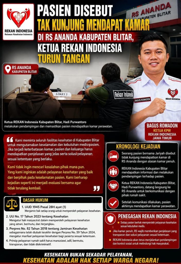 Pasien Disebut Tak Kunjung Mendapat Kamar di RS Ananda Kabupaten Blitar, Ketua REKAN Indonesia Turun Tangan Pasien Disebut Tak Kunjung Mendapat Kamar di RS Ananda Kabupaten Blitar, Ketua REKAN Indonesia Turun Tangan