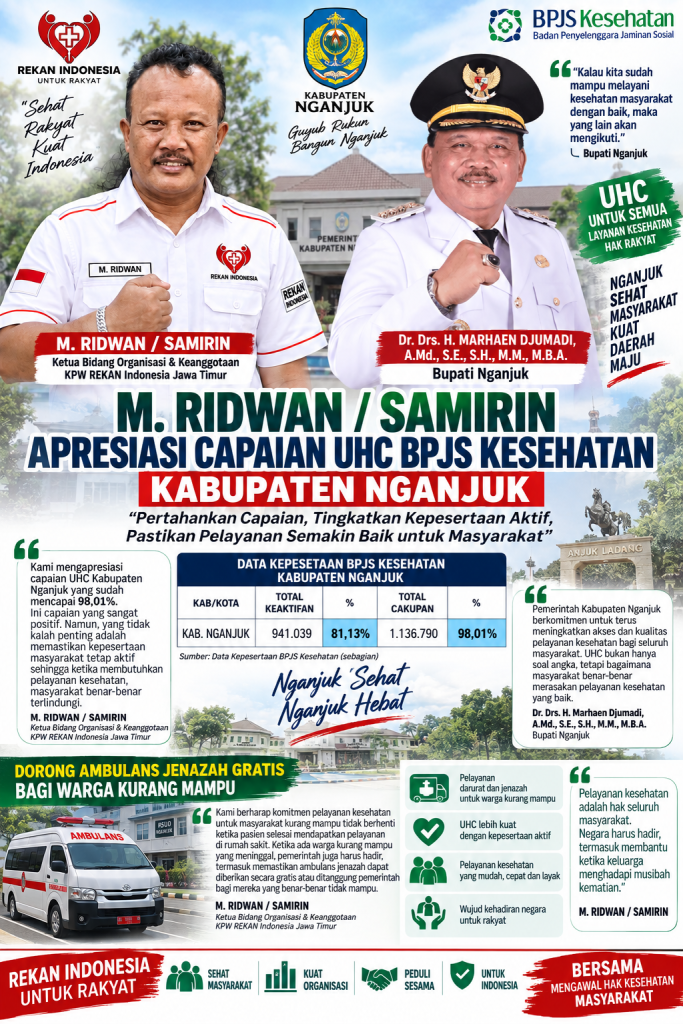M. Ridwan/Samirin Apresiasi UHC Nganjuk 98,01 Persen, Dorong Ambulans Jenazah Gratis bagi Warga Kurang Mampu