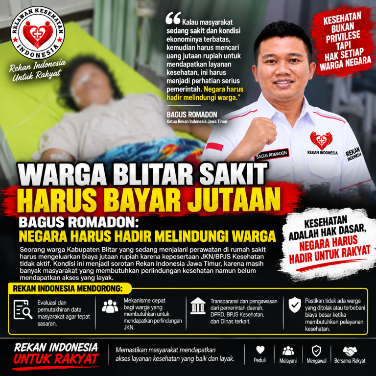 Warga Blitar Sakit Harus Bayar Jutaan, Bagus Romadon: Negara Harus Hadir Melindungi Warga