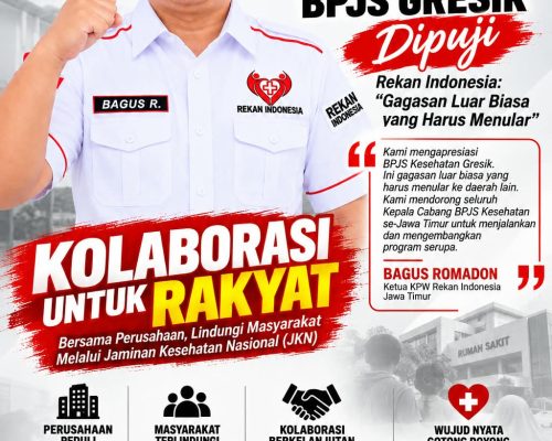 Program Donasi JKN BPJS Kesehatan Gresik Dipuji, Rekan Indonesia Jatim: Gagasan Luar Biasa yang Harus Menular