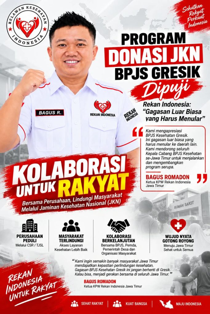 Program Donasi JKN BPJS Kesehatan Gresik Dipuji, Rekan Indonesia Jatim: Gagasan Luar Biasa yang Harus Menular Program Donasi JKN BPJS Kesehatan Gresik Dipuji, Rekan Indonesia Jatim: Gagasan Luar Biasa yang Harus Menular