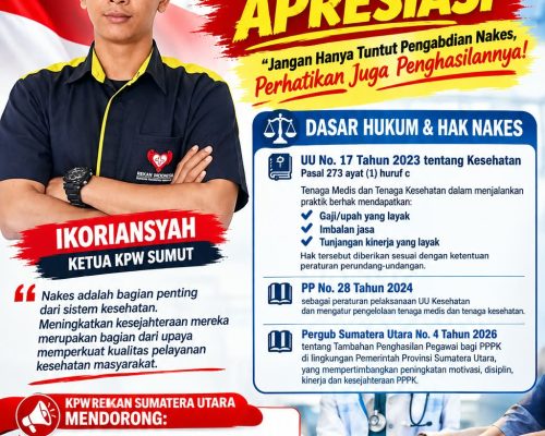 Di Balik Pengabdian Nakes, Ketua KPW Rekan Indonesia Sumut, Ikoriansyah Soroti Persoalan Penghasilan dan Kesejahteraan Yang Terabaikan