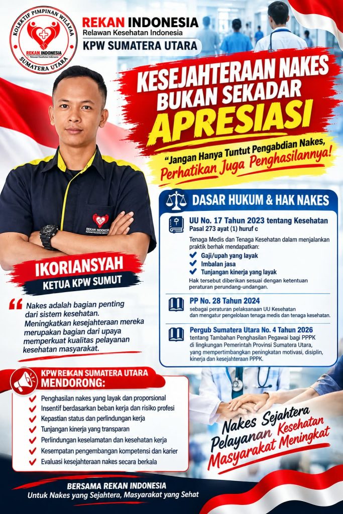 Di Balik Pengabdian Nakes, Ketua KPW Rekan Indonesia Sumut, Ikoriansyah Soroti Persoalan Penghasilan dan Kesejahteraan Yang Terabaikan
