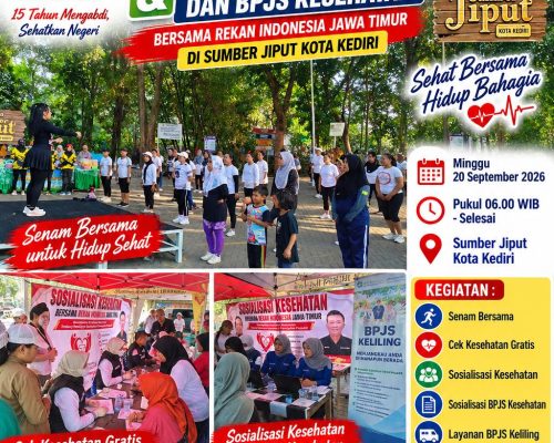 Rekan Indonesia Ajak Warga Kediri Hidup Sehat Lewat Senam dan Cek Kesehatan Gratis