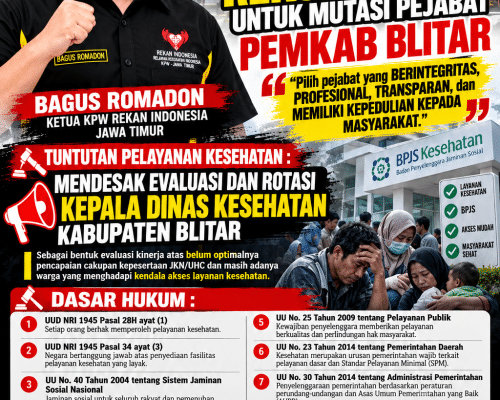 Rekan Indonesia Dorong Mutasi Pejabat Pemkab Blitar: Utamakan Integritas dan Kepedulian terhadap Masyarakat