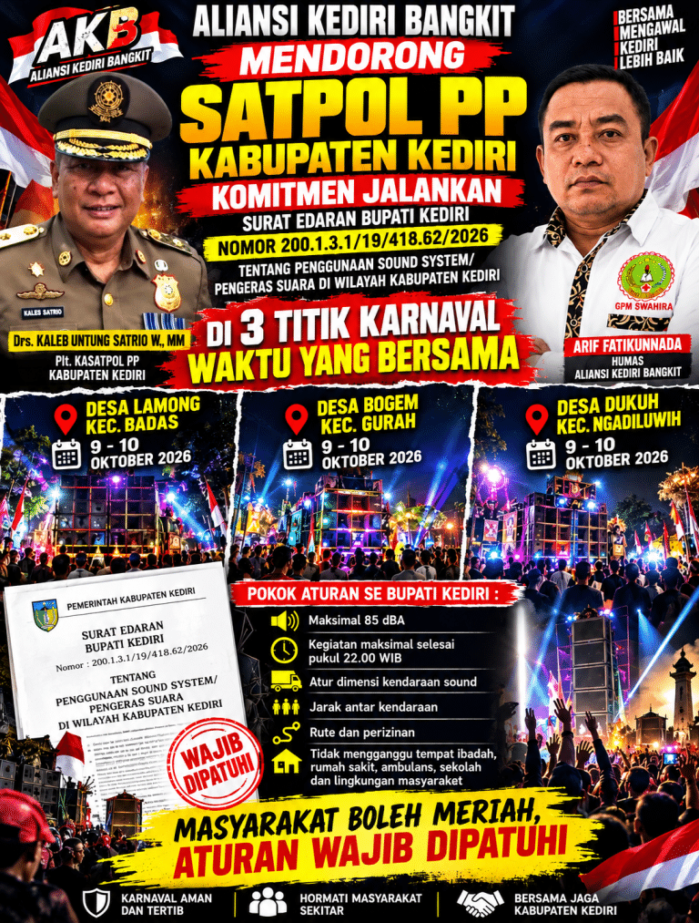AKB Dorong Plt. Kasatpol PP Kabupaten Kediri Tegakkan SE Bupati di Tiga Titik Karnaval Bersamaan