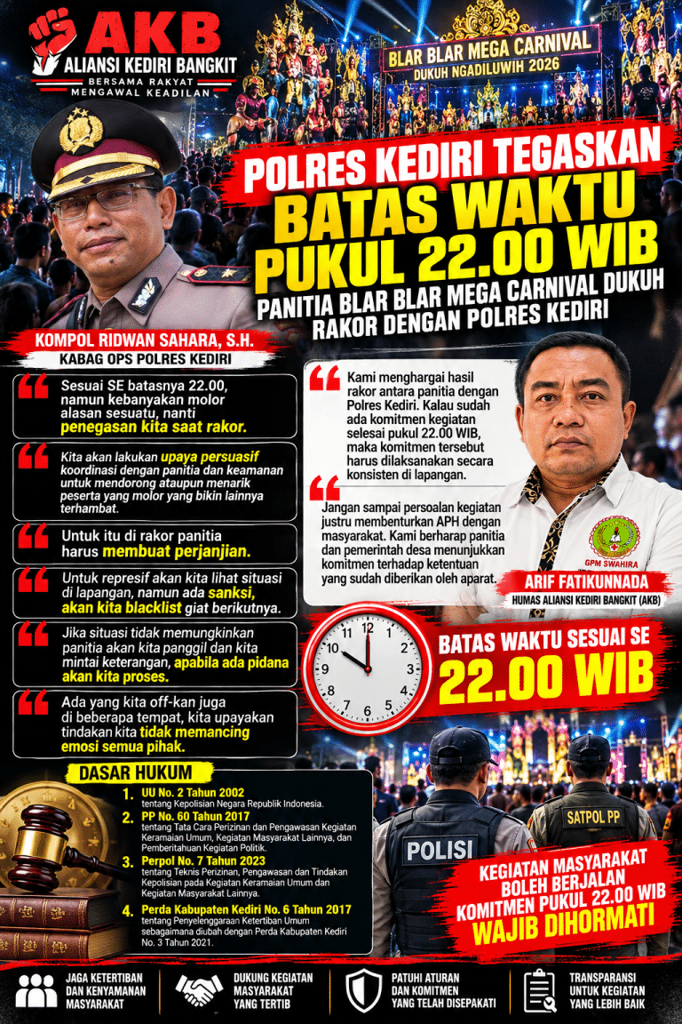 Kabag Ops Polres Kediri Tegaskan Batas Waktu Carnival Pukul 22.00 WIB, Panitia Diminta Buat Perjanjian