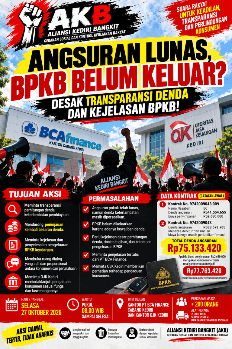 Angsuran Lunas, BPKB Belum Keluar? AKB Desak Transparansi Denda dan Kejelasan Penyelesaian di BCA Finance Kediri