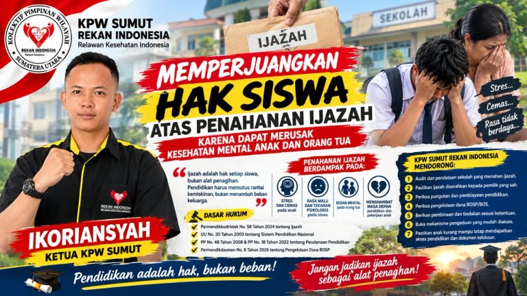 Rekan Indonesia Sumut Desak Dinas Pendidikan Audit Sekolah yang Tahan Ijazah